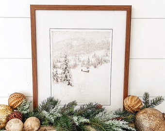Winter Painting Print, Simple Christmas Decor, Vintage Christmas Decor, Christmas Wood Sign, Christmas Sign, Winter Home Decor, Winter Sign