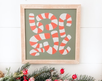 Candy Cane Christmas Wood Sign, Christmas Decor, Farmhouse Christmas Decor, Candy Cane, Vintage Christmas Sign, Mantel Decor, Chrstmas Gifts