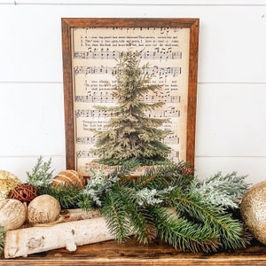 Vintage Tree Christmas Signs, Christmas Tree Sign, Vintage Christmas Decor, Christmas Wood Sign, Amazing Grace Song Print, Vintage Christmas