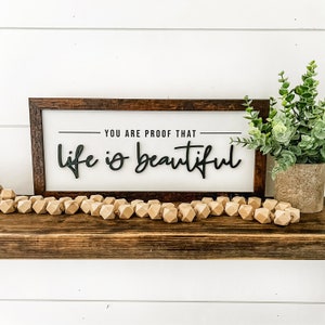 Life is Beautiful Wood Sign, Farmhouse Wooden Sign, Inspirational Farmhouse Sign, Gifts for the Home, Signs for Nursery, Handmade Wood Sign