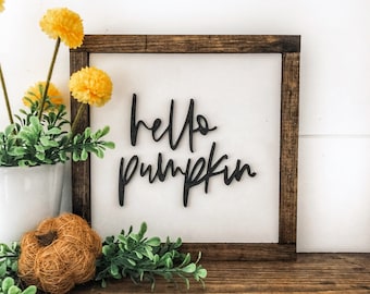 Fall Wood Sign, Hello Pumpkin Sign, Fall Home Decor, Fall Farmhouse Sign, Signs for Fall, Lasercut Wood Sign, Gifts For Fall, Farmhouse Sign