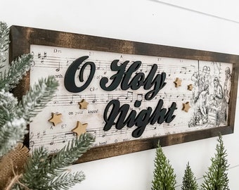 O Holy Night Nativity Sign, Christmas Nativity, Nativity Wood Sign, Christmas Wood Sign, O Holy Night, Jesus Nativity, Christmas Home Decor