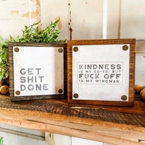 Funny Mini Signs, Funny Home Decor, Funny Tiered Tray Signs, Funny Quote Sign, Mancave Signs, Funny Gift Ideas, Work Desk Decor, Funny Sign image 2