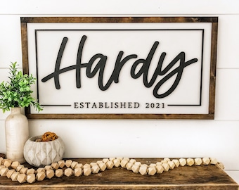 Custom Name Sign, Personalized Name Sign, Last Name Wood Sign, Laser Cut Wood Sign, Wedding Gift Ideas, Farmhouse Wood Sign