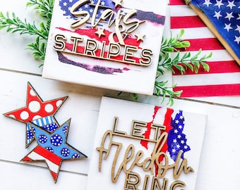 4th of July Mini Signs, Tiered Tray Sign, 4th of July Signs, Party Gift Ideas, Tiered Tray Ideas, Tiered Tray Mini Signs, Summer Tiered Tray