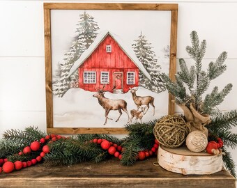 Christmas Wood Sign, Christmas Decor, Farmhouse Christmas Decor, Red Barn Wood Sign, Vintage Christmas Sign, Mantel Decor, Chrstmas Gifts
