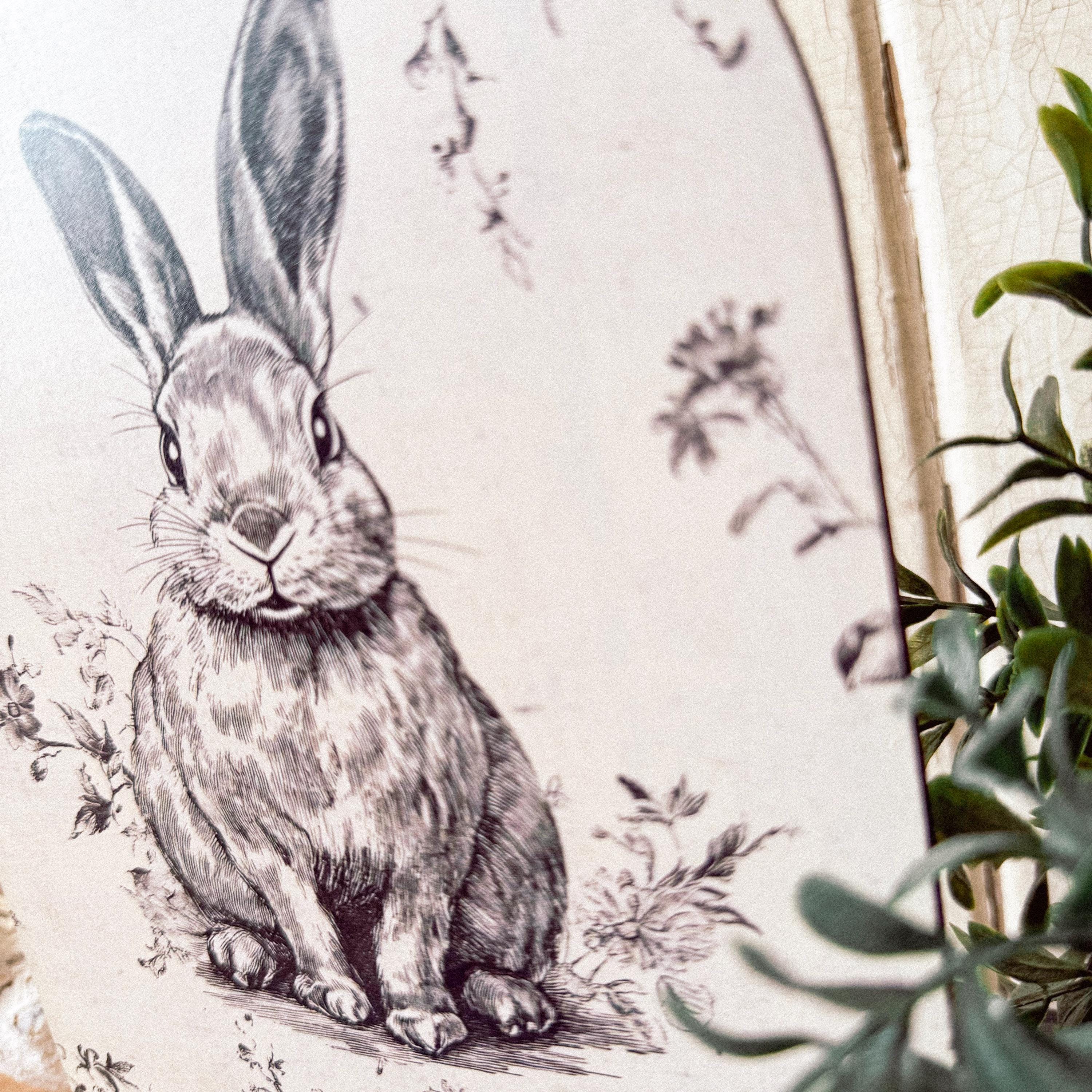 Vintage Neutral Rabbit Arched Wood Sign Shelf Sitter, Spring Wall Art ...