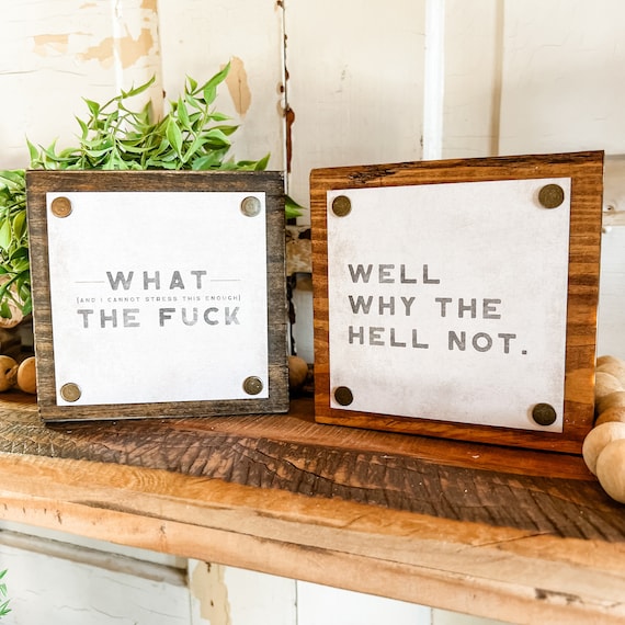 Funny Mini Signs, Funny Home Decor, Funny Tiered Tray Signs, Funny Quote Sign, Mancave Signs, Funny Gift Ideas, Work Desk Decor, Funny Sign