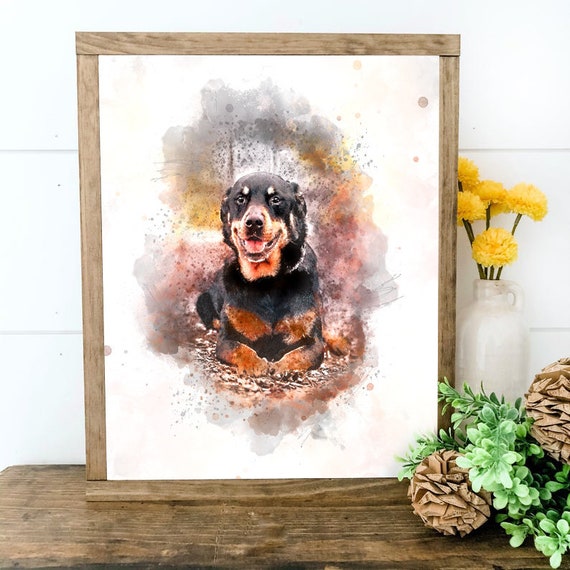 Watercolor Dog Portrait Custom Watercolor Pet Sign Pet Portraits