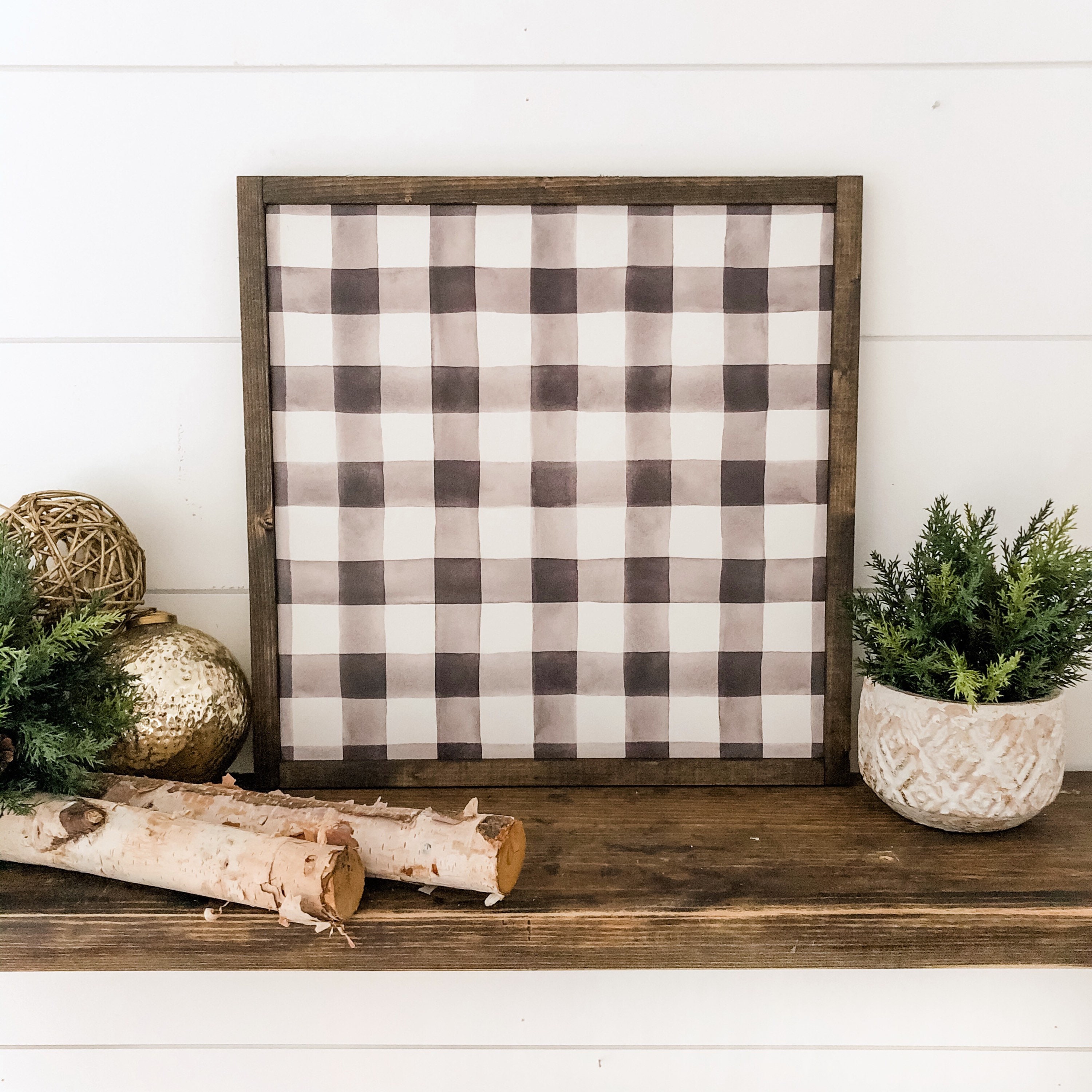 35 Stunning Christmas Fireplace Mantle Decor Ideas You'll Love: Festive Flair for Your Hearth 23 Plaid Christmas Sign, Christmas Wood Sign, Christmas Decor,…