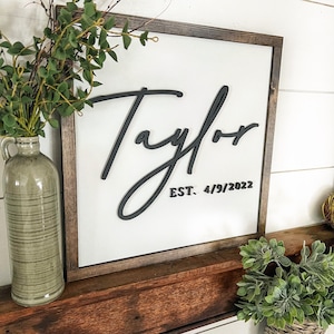 Custom Name Sign, Personalized Sign, Last Name Wood Sign, Laser Cut Wood Sign, Wedding Gift Ideas, Gifts For Wife, Farmhouse Wood Sign