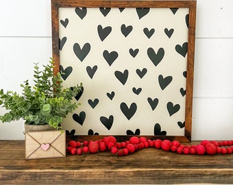 Heart Background Layering Sign, Valentines Day Sign, Vintage Hearts, Nursery Wood Sign, Sign for Nursery, Valentines Day Hearts, Farmhouse