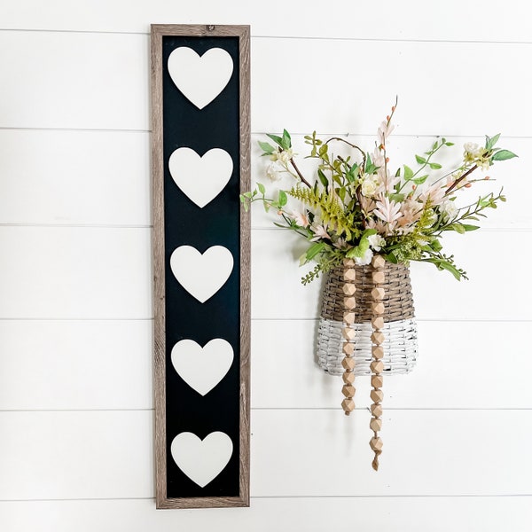 Vertical Heart Sign, Valentines Day Heart Sign, Ombre Style Hearts, Unique Wood Sign, Laser Cut Hearts, Valentines Day Decor