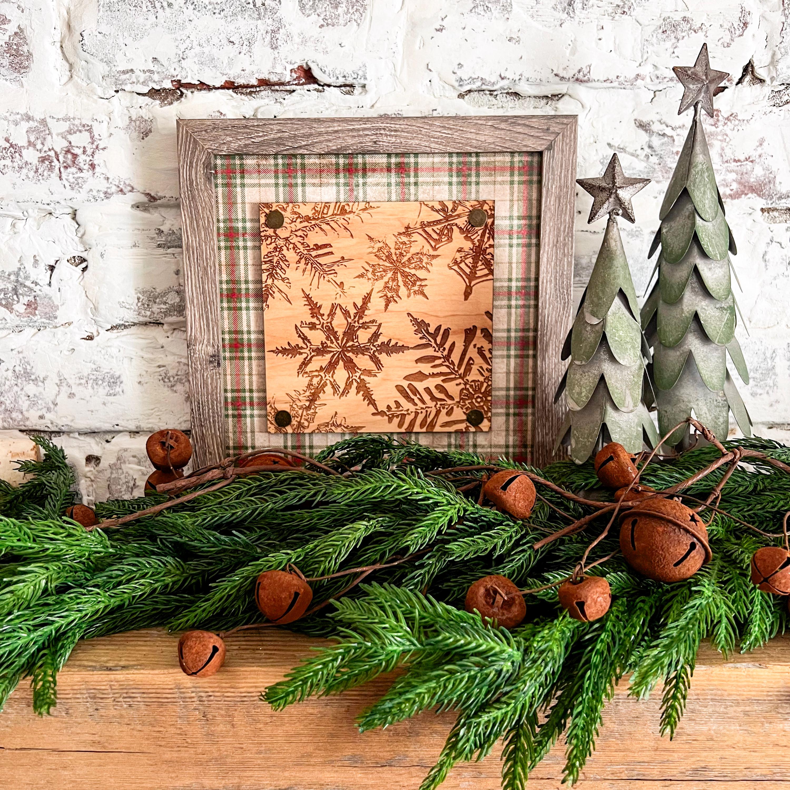 36 Creative Christmas Decor Ideas to Transform Your Space: Festive Hacks You'll Love 11 Etched Snowflake with Plaid Background Sign, Christmas Decor,…