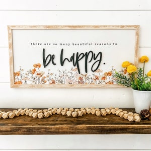Spring Wood Sign, Beautiful Reasons to Be Happy, Farmhouse Signs, Laser Cut Wood Sign, Spring Home Decor, Handmade Wood Sign, Floral Sign