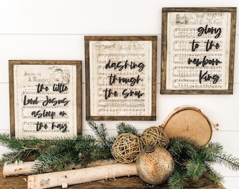 Christmas Sign, Christmas Wooden Sign, Christmas Decor, Farmhouse Christmas Decor, Music Teacher Gifts, Christmas Carols, Gifts for Teachers