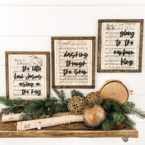 Panneau de Noël, Panneau de Noël en bois, Décoration de Noël, Décoration de Noël dans une ferme, Cadeaux pour professeur de musique, Chants de Noël, Cadeaux pour les professeurs