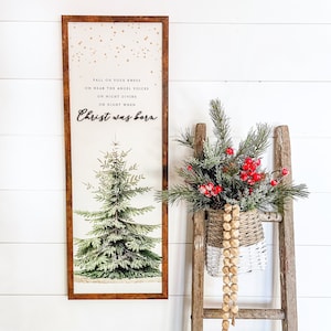Christ Was Born Christmas Sign, O Holy Night Christmas Sign, Christmas Wood Sign, Christmas Home Decor, Holiday Christmas Tree Sign