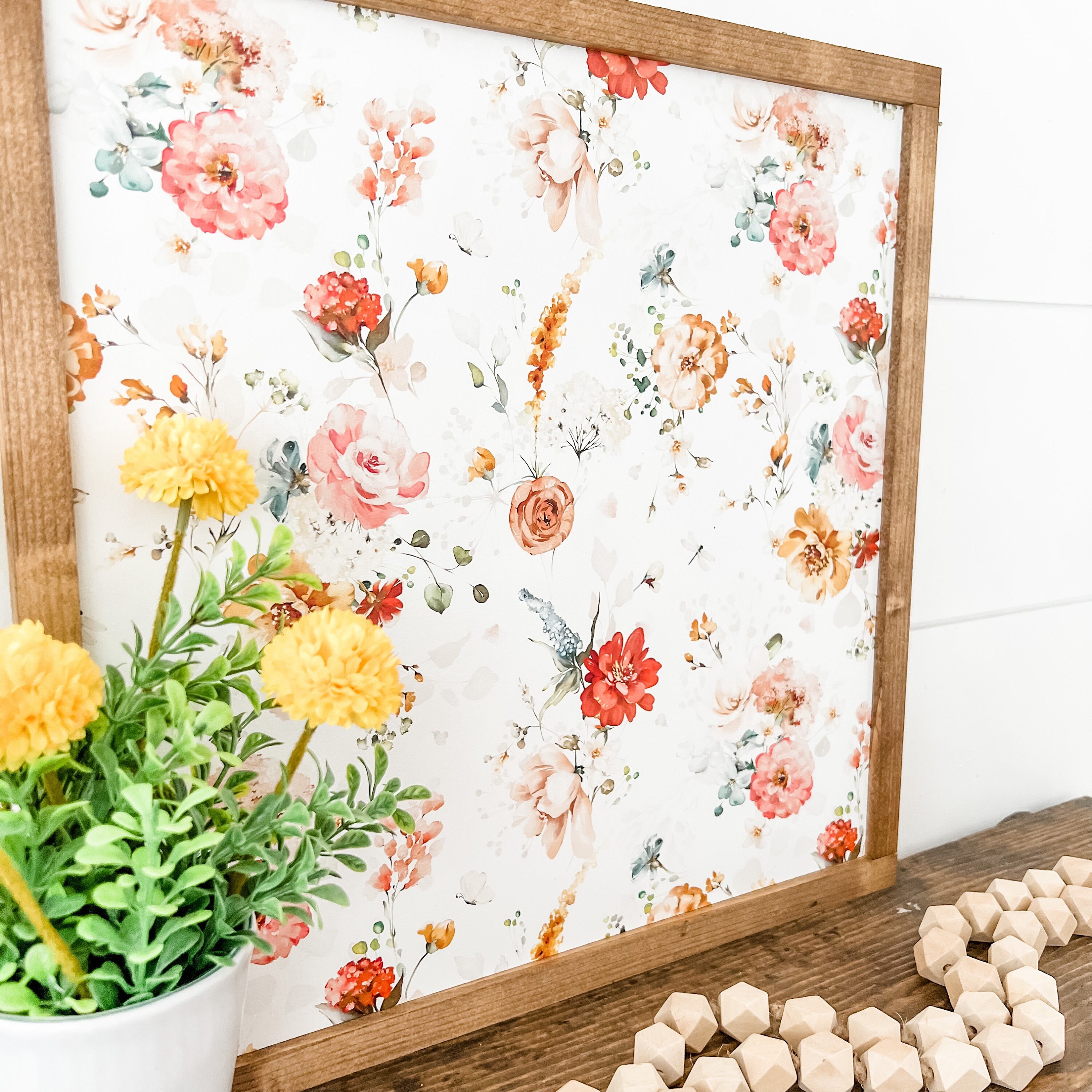 Spring Wood Sign, Farmhouse Spring Sign, Floral Background, Spring Home Decor, Handmade Wood Sign, Spring Signs, Sign for Shelf, Floral Sign