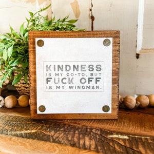 Funny Mini Signs, Funny Home Decor, Funny Tiered Tray Signs, Funny Quote Sign, Mancave Signs, Funny Gift Ideas, Work Desk Decor, Funny Sign F-Off Wingman Saying
