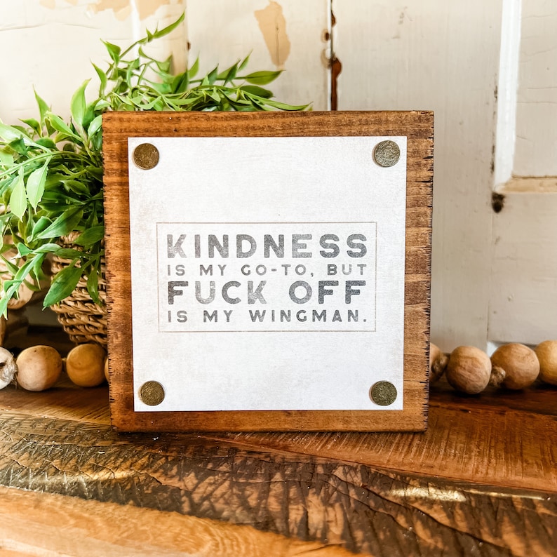 Funny Mini Signs, Funny Home Decor, Funny Tiered Tray Signs, Funny Quote Sign, Mancave Signs, Funny Gift Ideas, Work Desk Decor, Funny Sign F-Off Wingman Saying