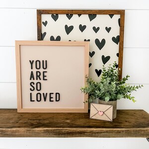 You Are So Loved Saying, Valentines Day Sign, Nursery Wood Sign, Sign for Nursery, Valentines Day Hearts, Farmhouse Sign, Laser Cut Sign image 3