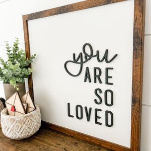You Are So Loved Saying, Valentines Day Sign, Nursery Wood Sign, Sign for Nursery, Valentines Day Hearts, Farmhouse Sign, Laser Cut Sign image 2