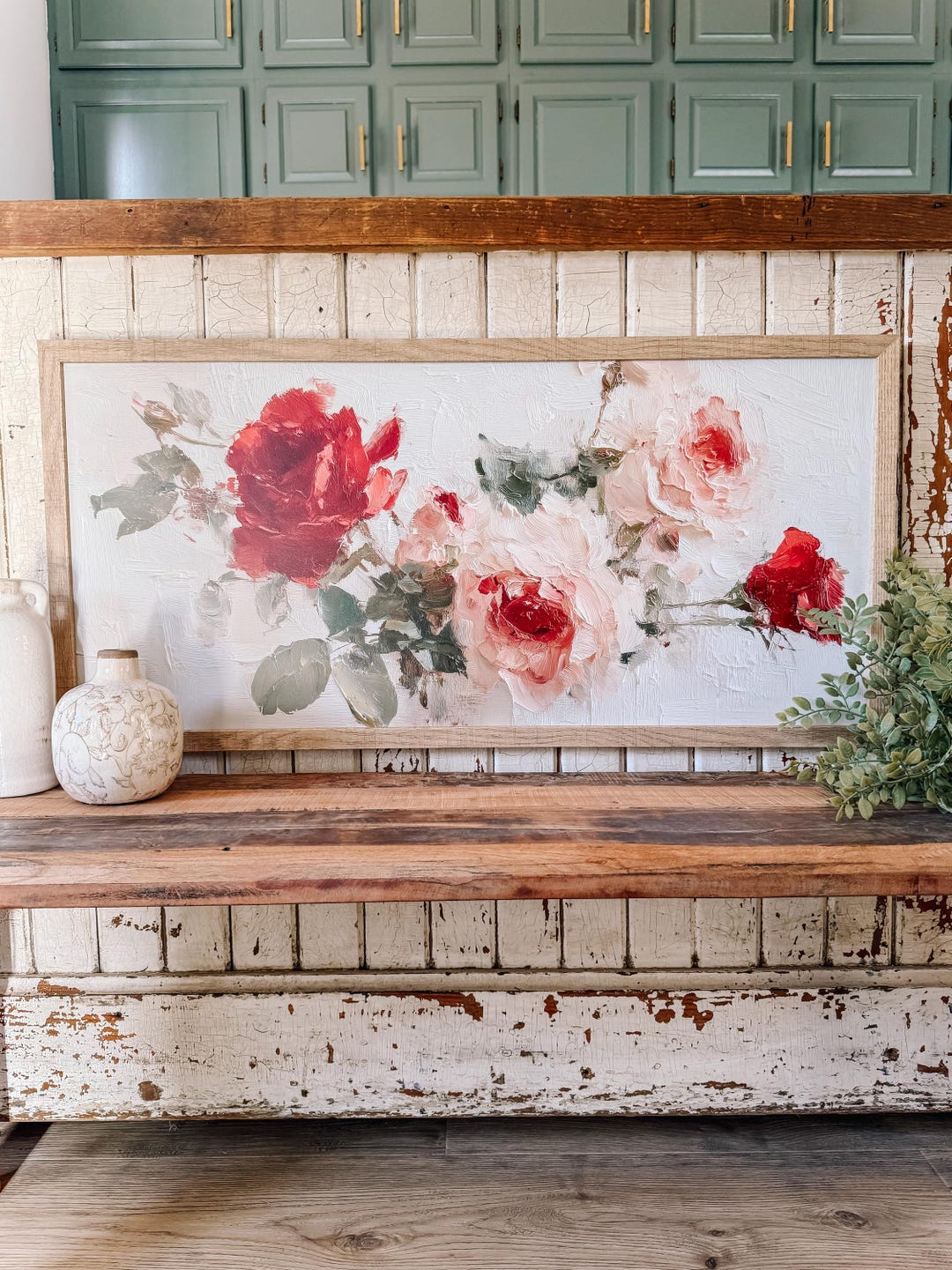 Farmhouse Roses Vintage Roses Wall Art Print, Farmhouse Flower Wood Sign - Etsy