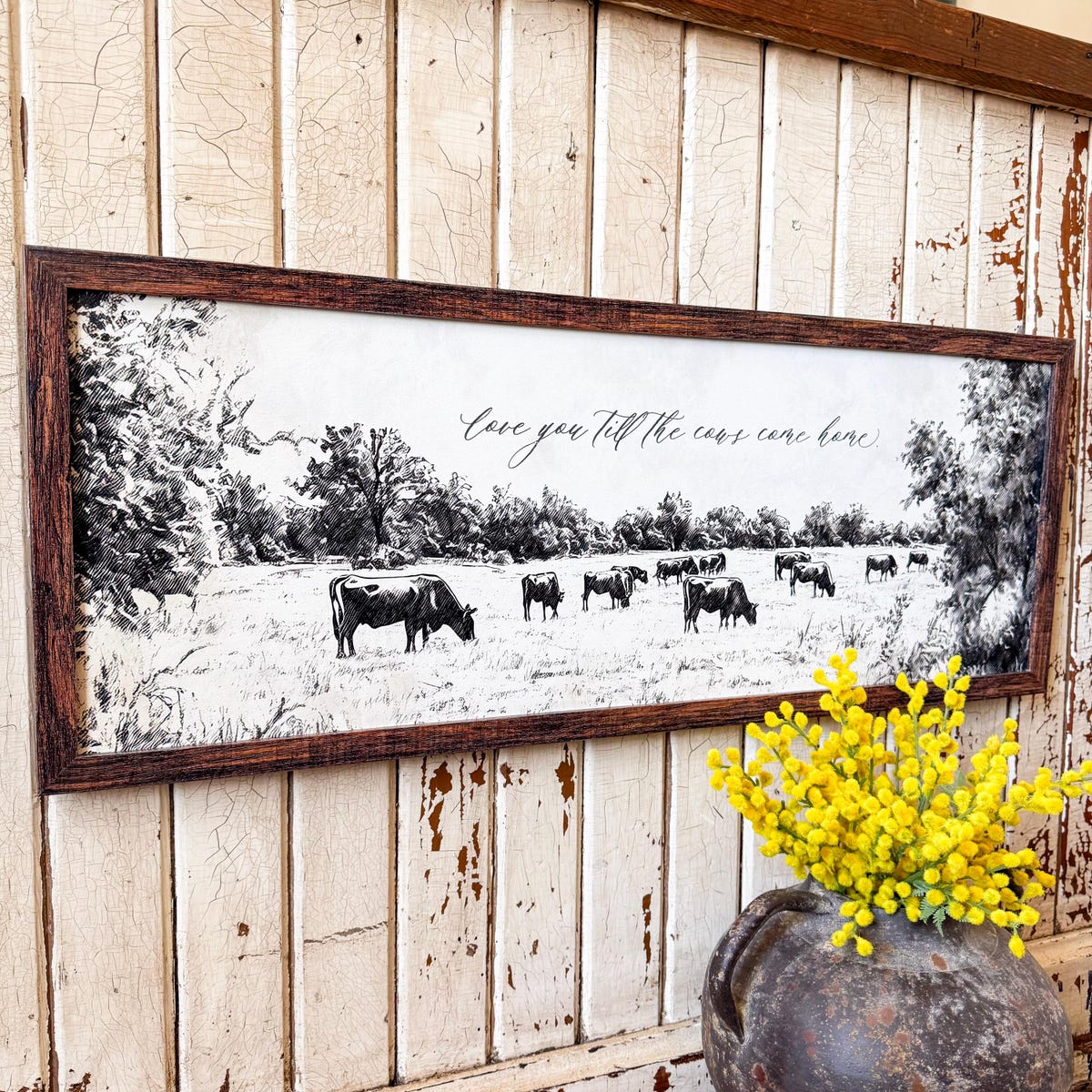 Love You Till the Cows Come Home Wall Art, Farmhouse Wood Sign, Vintage Country Art Print, Unique Wall Art, Cows Wall Art - Etsy