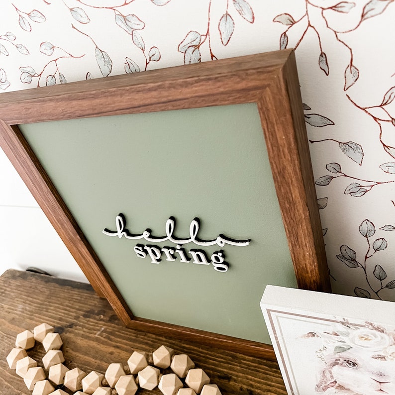 Hello Spring Sign Trio, Spring Wood Sign, Spring Decor, Spring Home Decor, Spring Floral Sign, Spring Signs for Shelf, Hello Spring Decor image 5