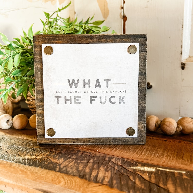 Funny Mini Signs, Funny Home Decor, Funny Tiered Tray Signs, Funny Quote Sign, Mancave Signs, Funny Gift Ideas, Work Desk Decor, Funny Sign What The F*** Saying