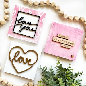 Valentines Day Mini Signs, Tiered Tray Sign, Valentines Decor, Tiered Tray Ideas, Valentines Day Wood Sign, Valentines Gift Ideas, Mini Sign