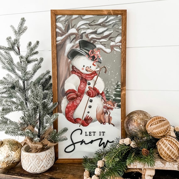 Snowman Christmas Wood Sign, Winter Snowman Sign, Christmas Signs, Holiday Home Decor Signs, Snowman Decor, Signs for Christmas, Wood Sign