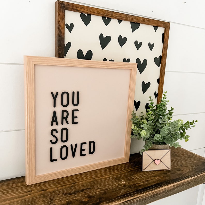 You Are So Loved Saying, Valentines Day Sign, Nursery Wood Sign, Sign for Nursery, Valentines Day Hearts, Farmhouse Sign, Laser Cut Sign image 9
