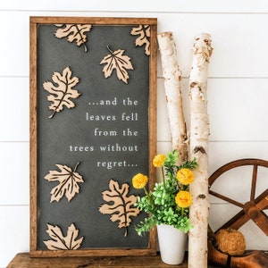 Fall Wood Sign, Fall Leaves, Fall Home Decor, Lasercut Wood Sign, Signs for Fall, Leaves Wood Sign, Gifts For Fall, Inspirational Quotes