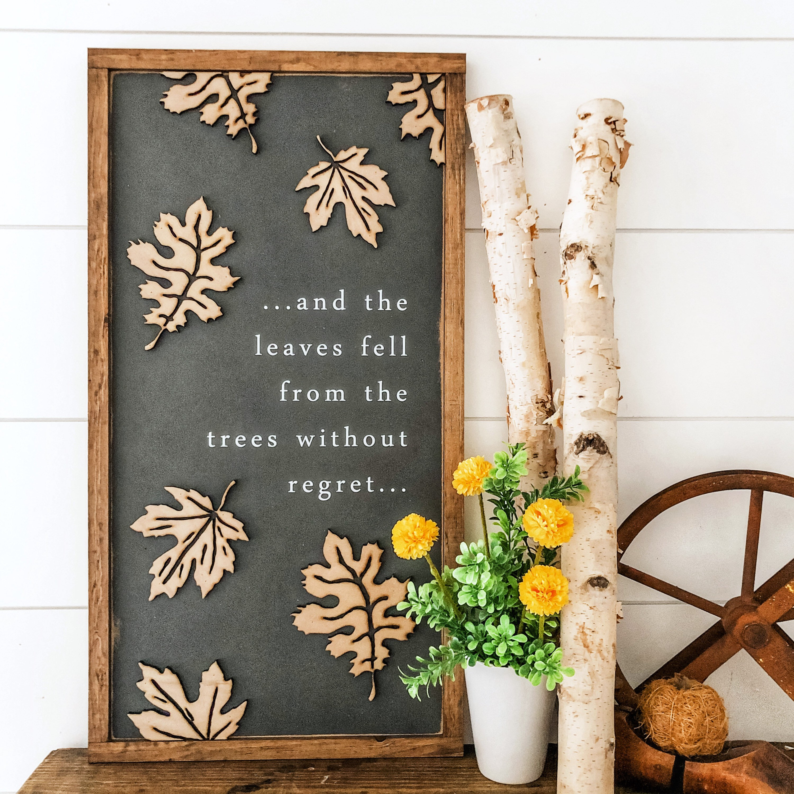 Fall Wood Sign, Fall Leaves, Fall Home Decor, Lasercut Wood Sign
