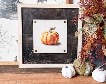Orange Pumpkin Plaque Wood Sign, Halloween Sign, Fall Home Decor, Signs for Halloween, Farmhouse Wood Sign, Vintage Pumpkin Art Print