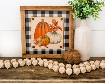 Fall Wood Sign, Plaid Pumpkin Sign, Fall Home Decor, Fall Farmhouse Sign, Signs for Fall, Lasercut Wood Sign, Gifts For Fall, Farmhouse Sign