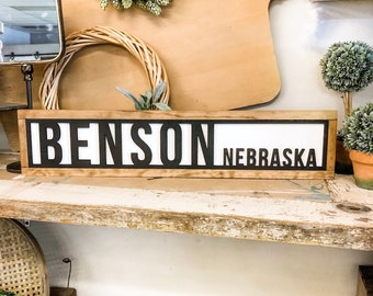 Custom Wood Sign, Custom City Name Sign, City Name Sign, Housewarming Gift Idea, Personalized City Sign, City State Sign, Wedding Gift Idea