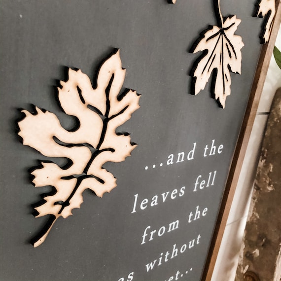 Fall Wood Sign, Fall Leaves, Fall Home Decor, Lasercut Wood Sign