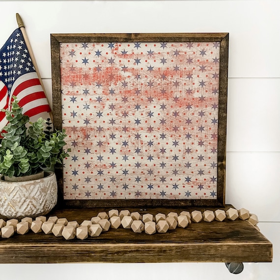 Vintage 4th of July Decor, 4th of July Sign, Red White and Blue Decor, Farmhouse Wood Sign, Handmade Signs, Unique 4th of July Decor