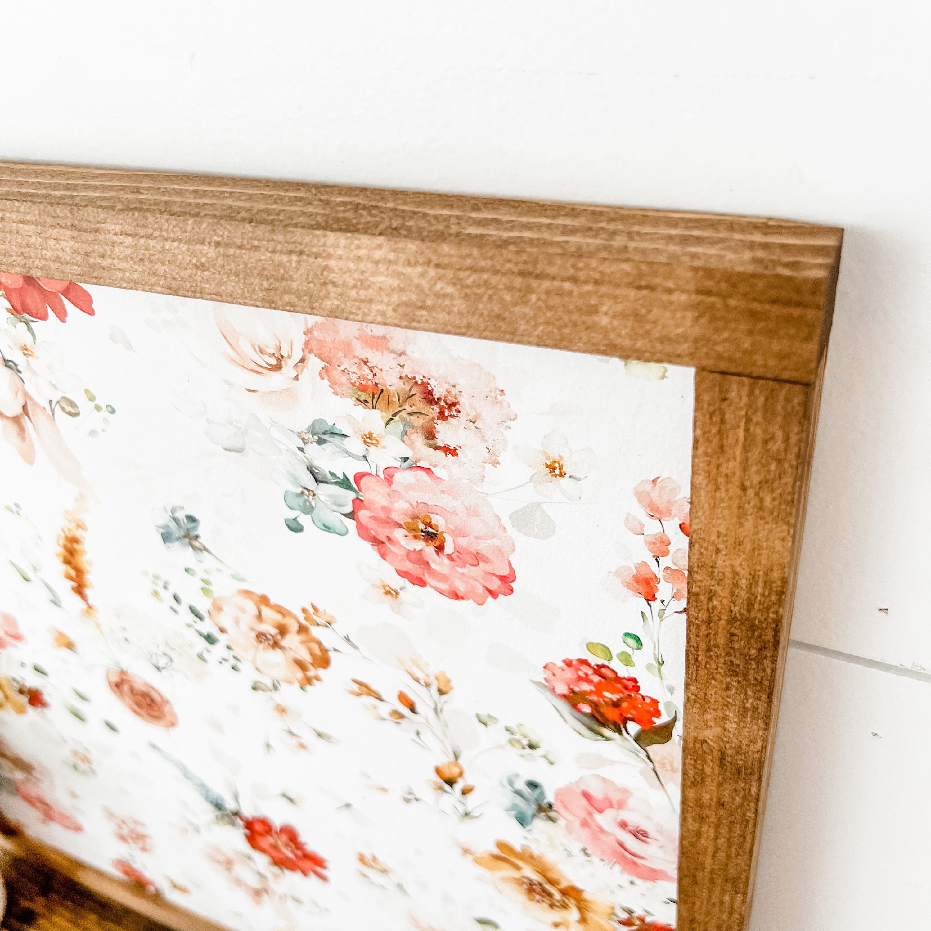 Spring Wood Sign, Farmhouse Spring Sign, Floral Background, Spring Home Decor, Handmade Wood Sign, Spring Signs, Sign for Shelf, Floral Sign