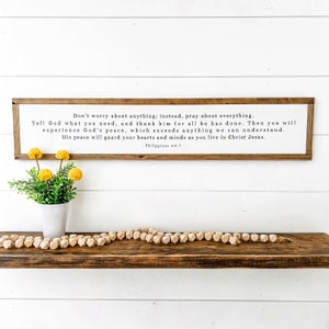 Bible Verse Signs, Scripture Sign, Philippians 4:6-7 Verse, Handmade Wood Sign, Scripture Wood Sign, Bible Verses, Farmhouse Scripture Sign