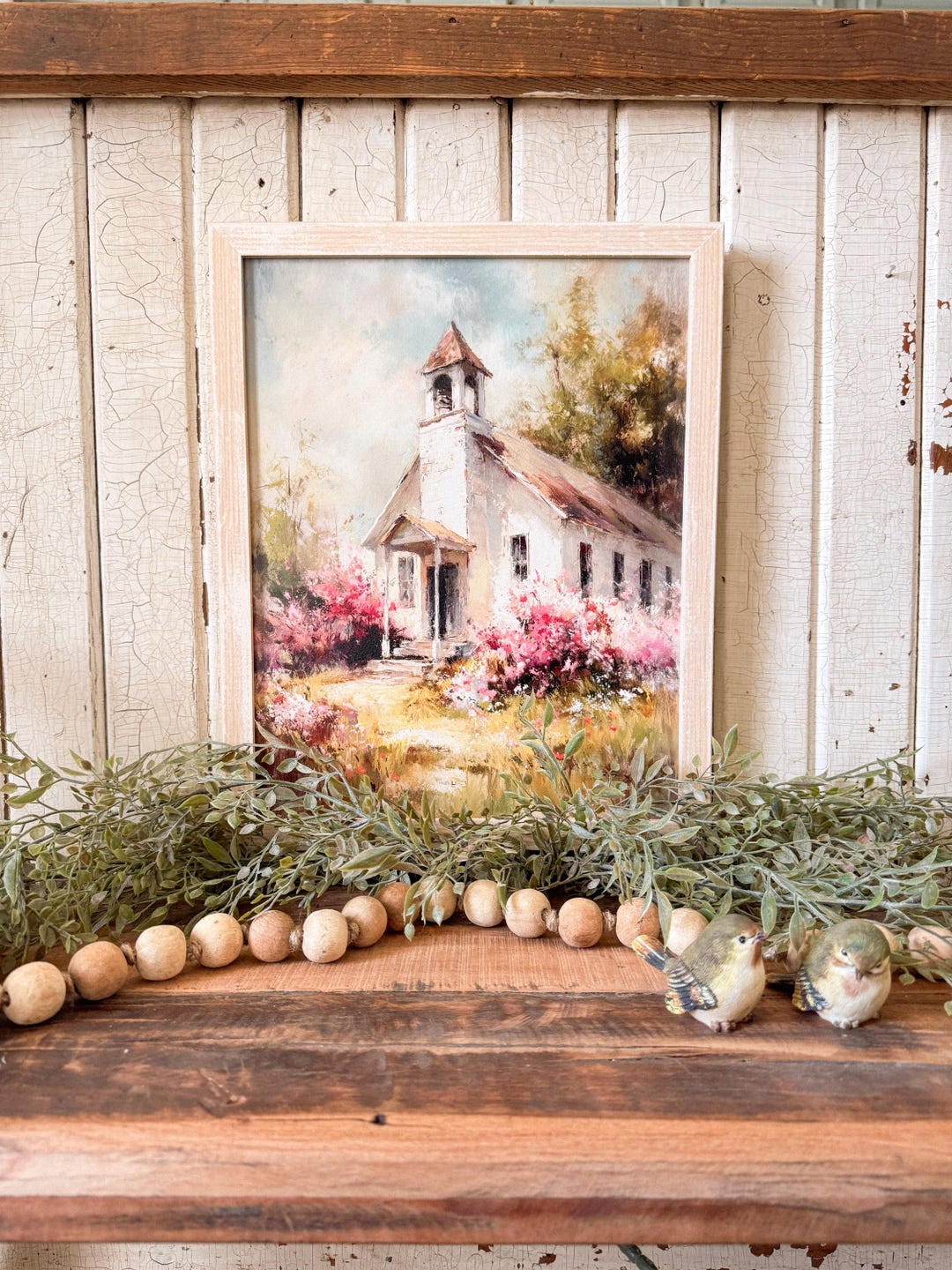 Springtime Church in the Country Wood Sign, Spring and Easter Farmhouse ...