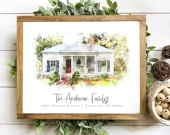 Custom House Portrait, Watercolor Home Portrait, Watercolor Print, Home Portrait Sign, Our First Home Gift, Wedding Gift Idea, Home Portrait