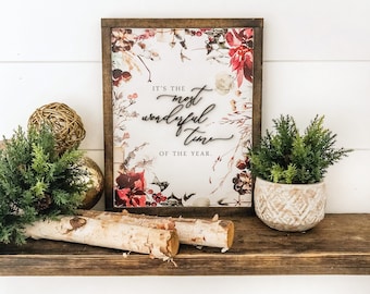 Christmas Sign, Christmas Wood Sign, Christmas Decor, Farmhouse Christmas Decor, Most Wonderful Time of Year, Vintage Christmas Sign