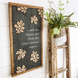 Fall Wood Sign, Fall Leaves, Fall Home Decor, Lasercut Wood Sign, Signs for Fall, Leaves Wood Sign, Gifts For Fall, Inspirational Quotes image 3