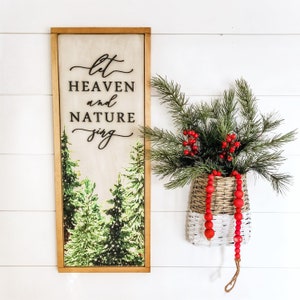Let Heaven & Nature Sing, Christmas Wood Sign, Christmas Decor, Farmhouse Christmas Decor, Laser Cut Sign, Vintage Christmas Sign, Gift Idea