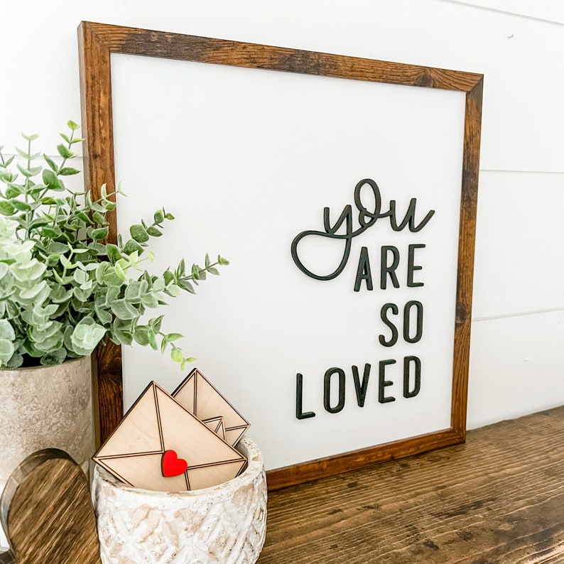 You Are So Loved Saying, Valentines Day Sign, Nursery Wood Sign, Sign for Nursery, Valentines Day Hearts, Farmhouse Sign, Laser Cut Sign image 8
