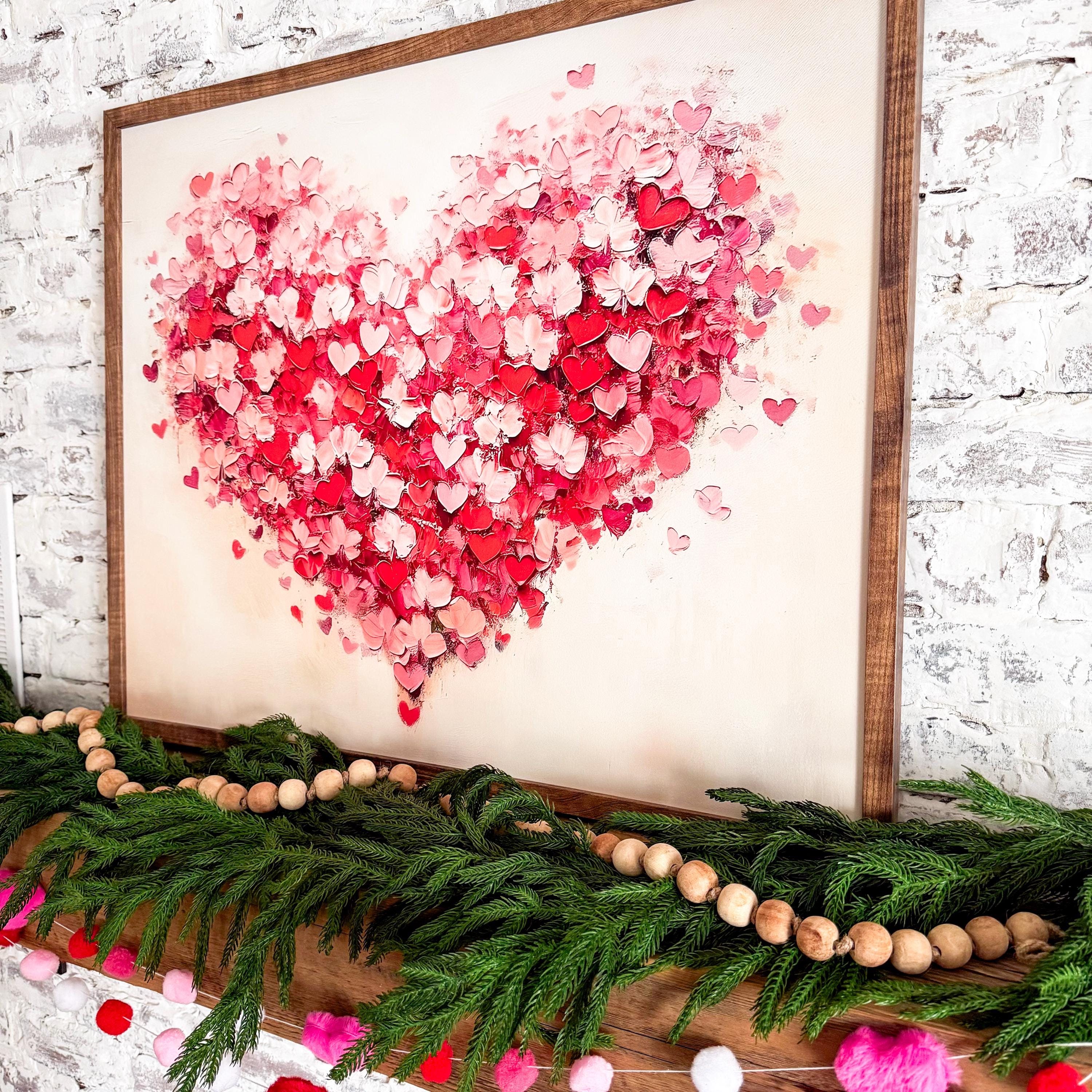 Valentines Day Wall Art, Farmhouse Valentines Day Wood Sign, Pink